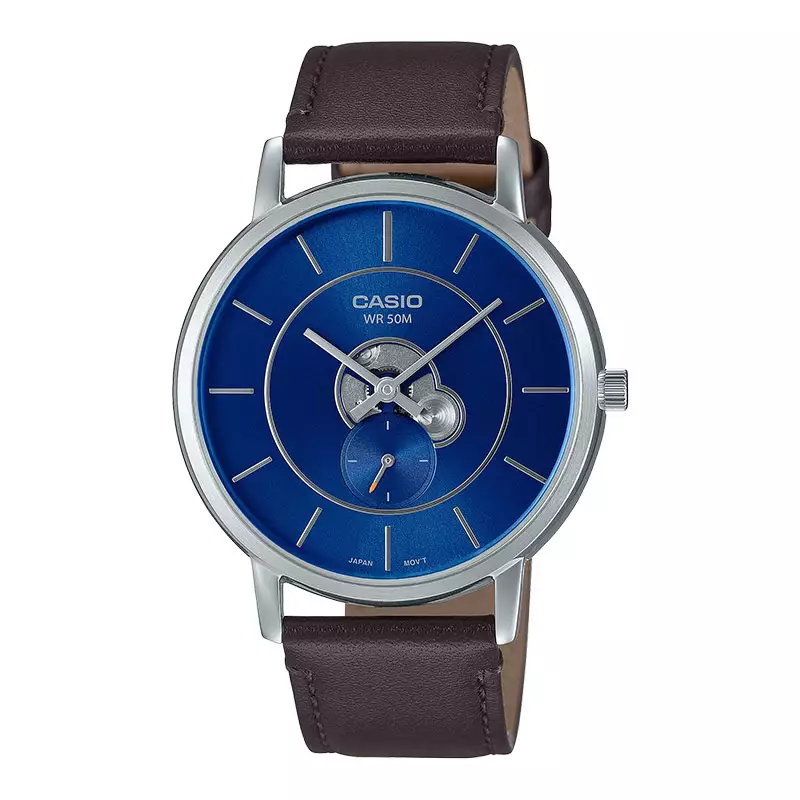 Jam Tangan Pria Casio General MTP-B130L-2AVDF Blue Dial Brown Leather Band