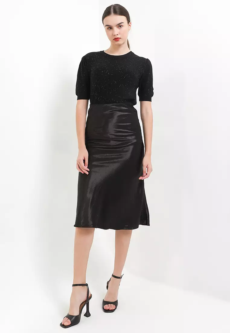 Midi Studded Sateen Mermaid Skirt