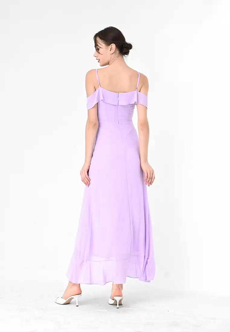 露肩长款连衣裙