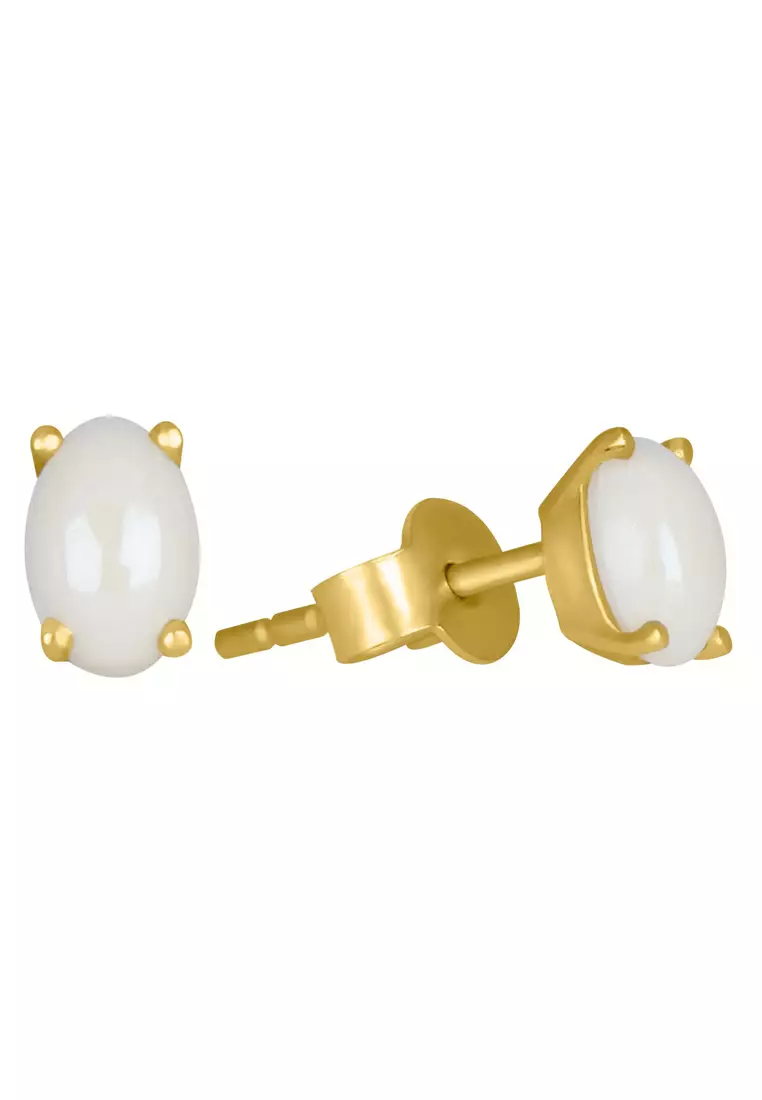 Pearl Oval Studs 18k Gold