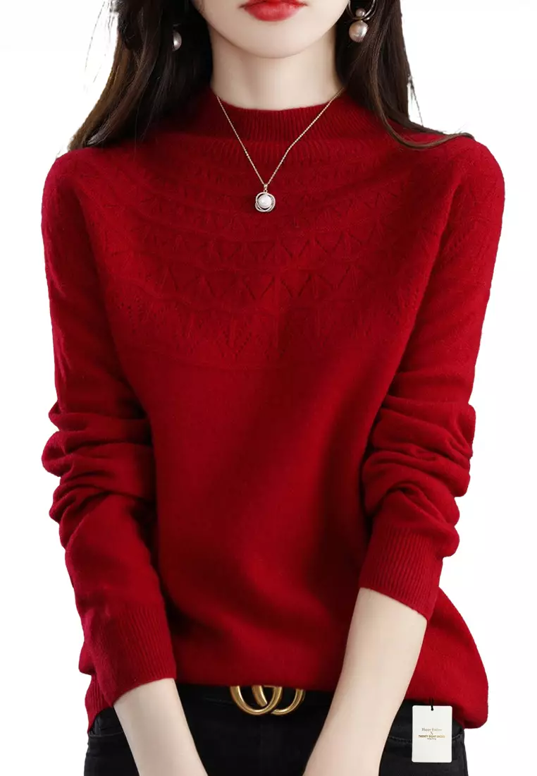Red turtleneck online long sleeve