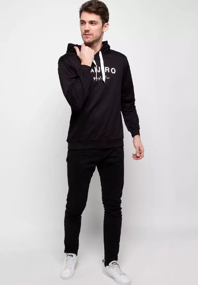 MO194 Thirdday hoodies casual pria dateng daijiro hitam
