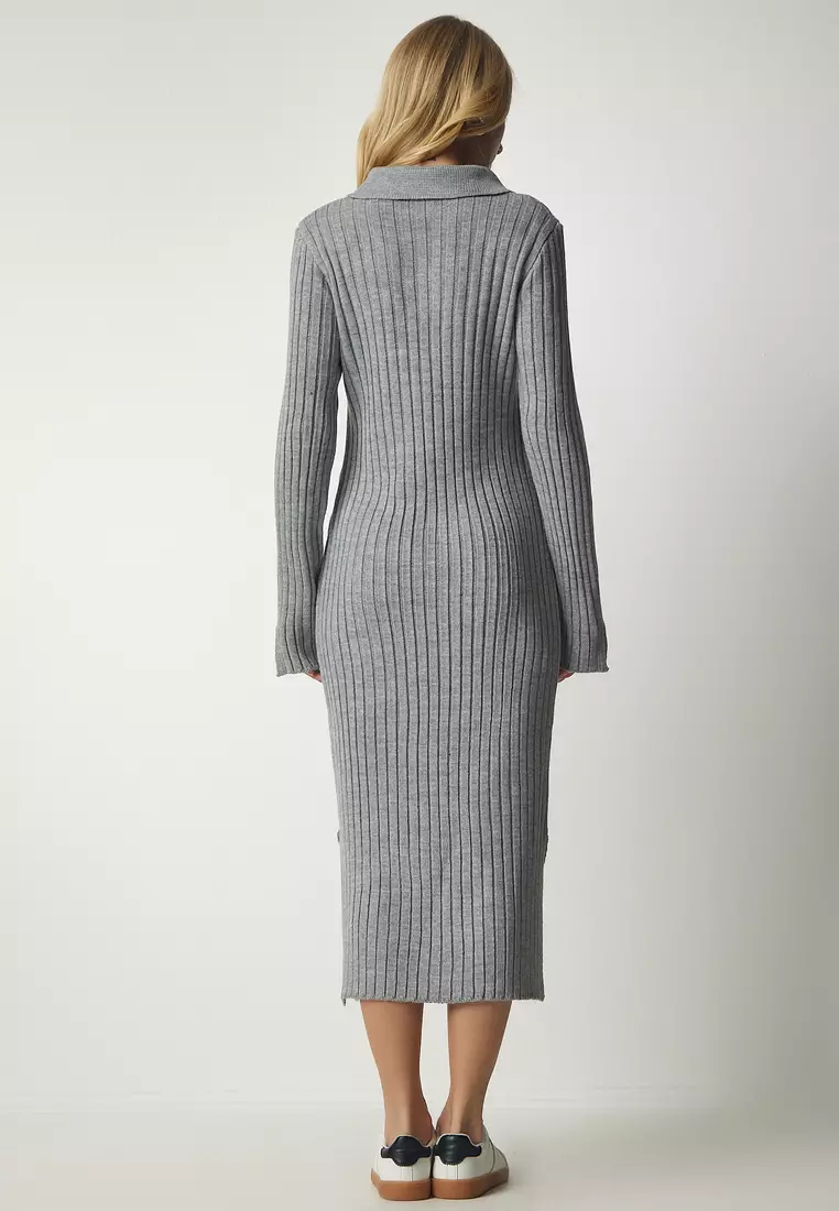 Slit Knit Midi Dress
