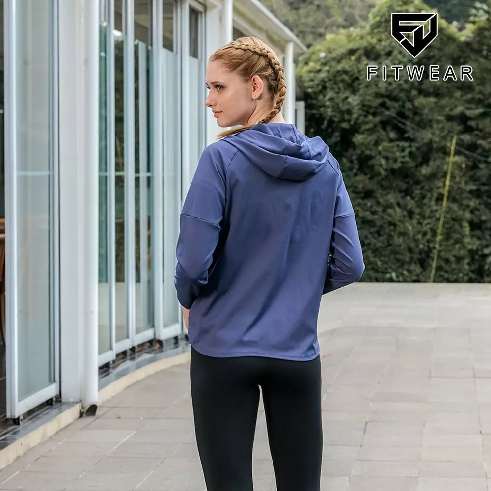 Fitwear - Jaket / Jacket Olahraga Wanita ZEVIA OVERSIZE HOODIE POCKET - NAVY