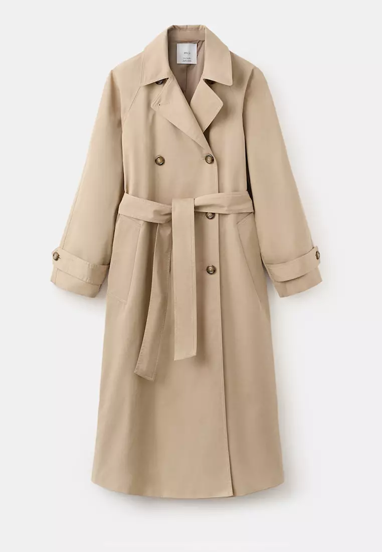 Long Double-Breasted Trench Coat