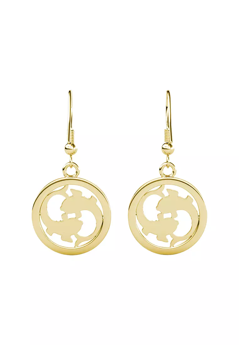 Her Jewellery Circlet Hook Pisces Earrings (Yellow Gold) - Luxury Crystal Embellishments plated with 18K Gold