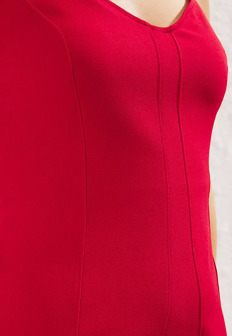 A Cut Stitch Detail Mini Woven Dress