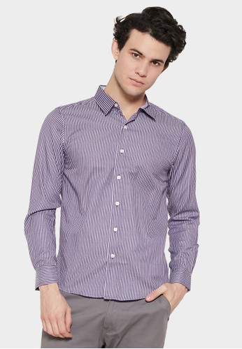 YEGE purple YEGE Long Sleeve Stripe Shirt 2047 A69AFAAB3BF871GS_1