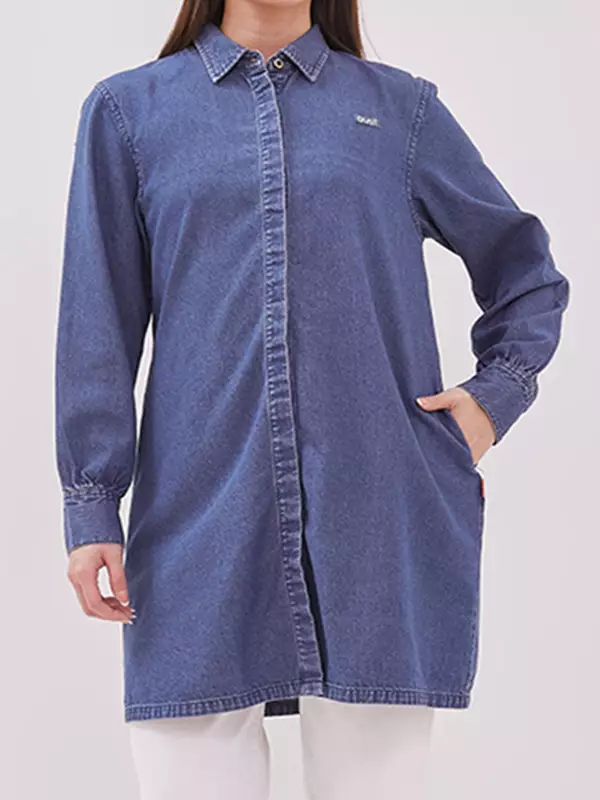 DUST Kemeja Tunik Anastasia Navy (D. 116422)