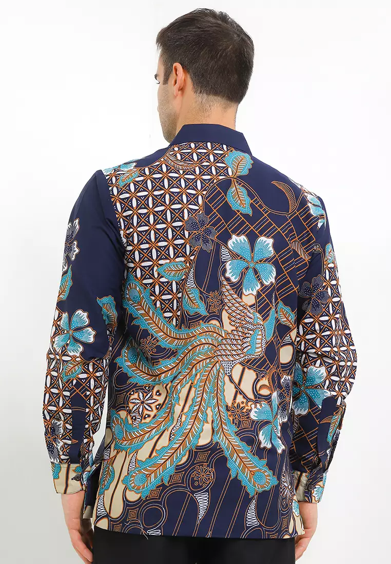 Kemeja Pria Lengan Panjang Batik Furing Aleric Navy
