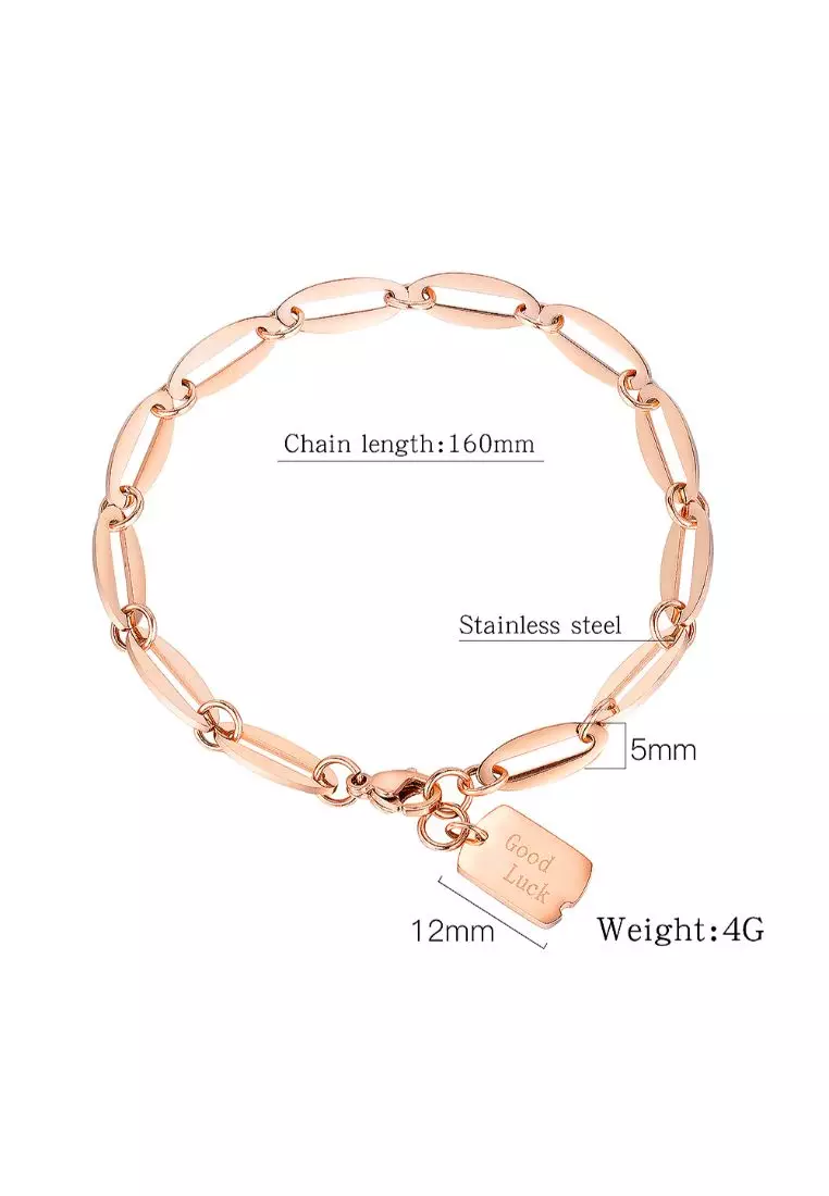 Bullion Gold BULLION GOLD Good Luck Chain Bracelet in Rose Gold Layered