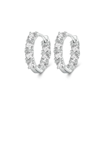 Glamorousky white 925 Sterling Silver Fashion Simple Geometric Circle Earrings with Cubic Zirconia BC4B3ACEF6D90EGS_1