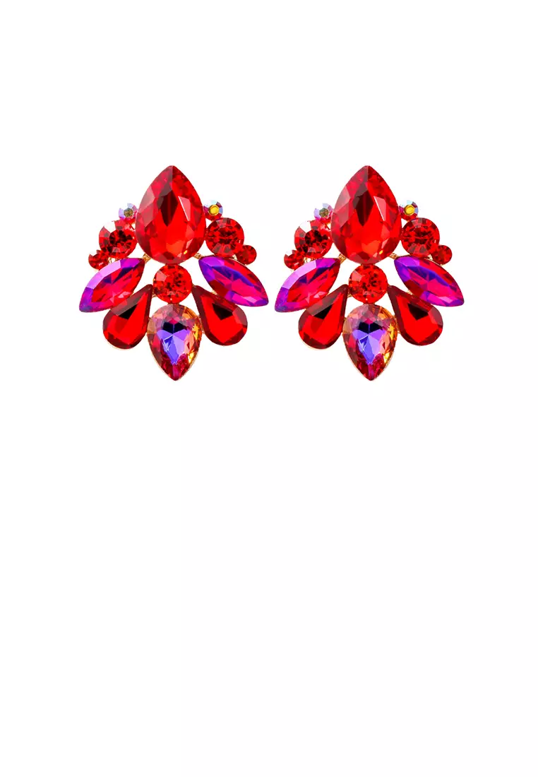 Buy Glamorousky Fashion Brilliant Plated Gold Floral Stud Earrings