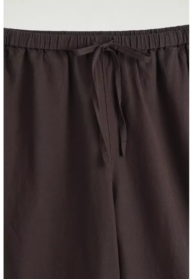 WIDE-LEG LINEN DRAWSTRING TROUSERS