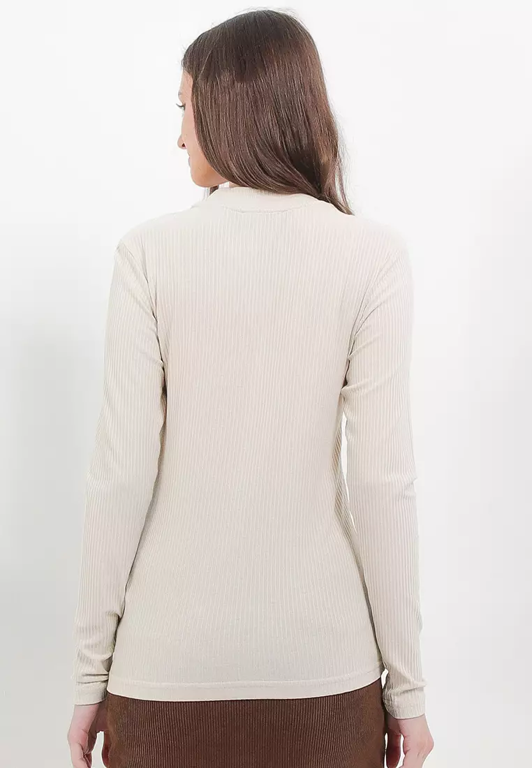 Brunella Mock Neck Ribbed Top