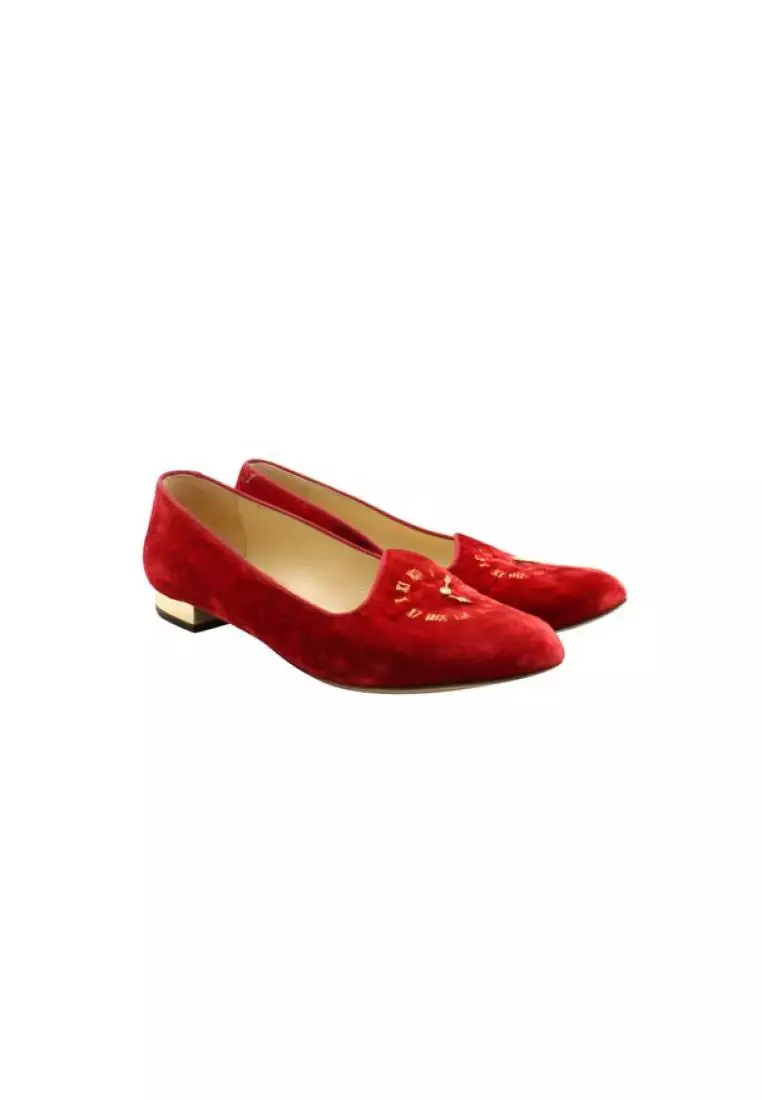 Red velvet sale ballet flats