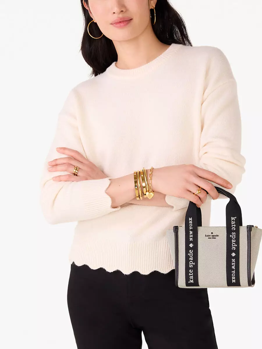 KL062 Kate Spade Kip Mini Tote Canvas  (250) Natural mu