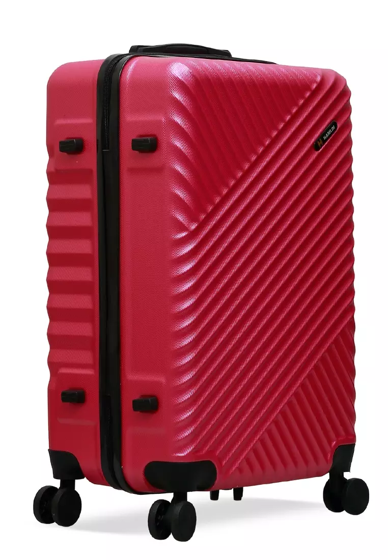 Isvara Tas Koper One Set Unisex Large Compartment Suitcase Number Code Locking Material Fiber ABS ORIGINAL - Pink