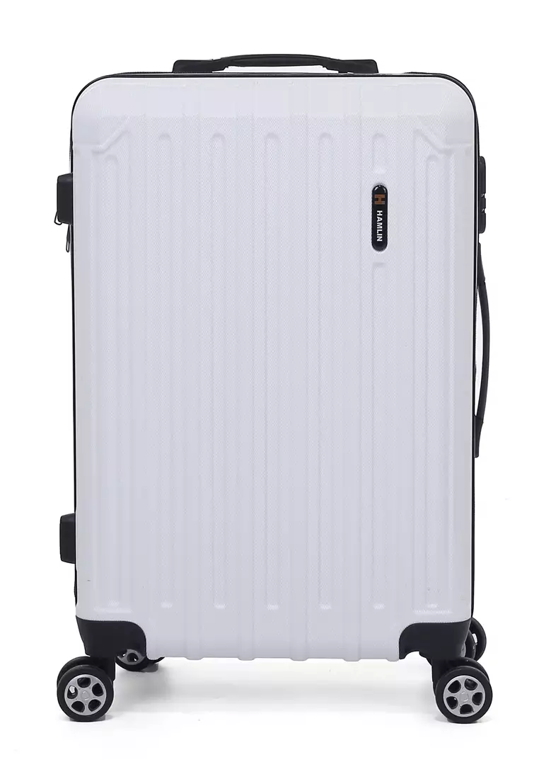 Isvara Tas Koper Hardcase Unisex One Set Suitcase Number Code Combination Lock Large Compartment Material ABS+PVC Coated ORIGINAL - White