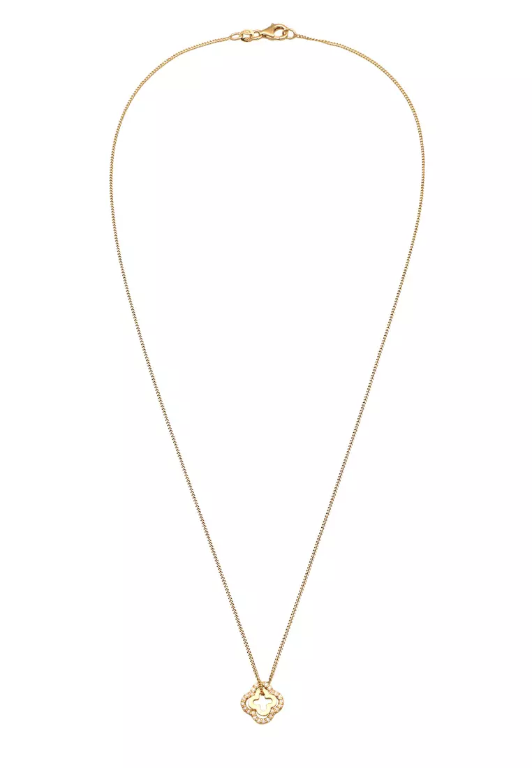 Necklace Cloverleaf Armouredchain Zirconia Gold Plated