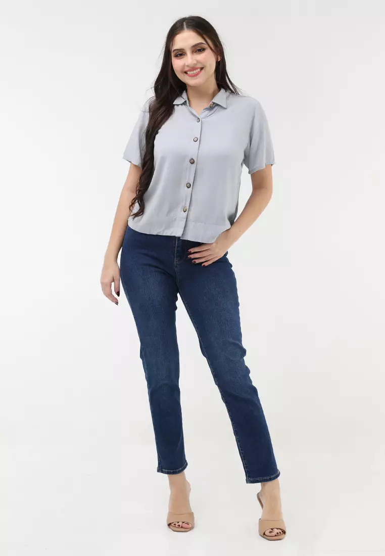 Soft Linen Woven Short Sleeves Blouse