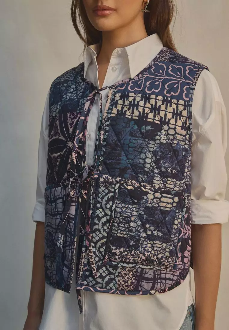 Padded Reversible Tie Front Gilet