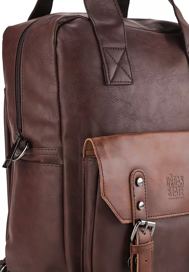 Distressed Leather Carry Backpack