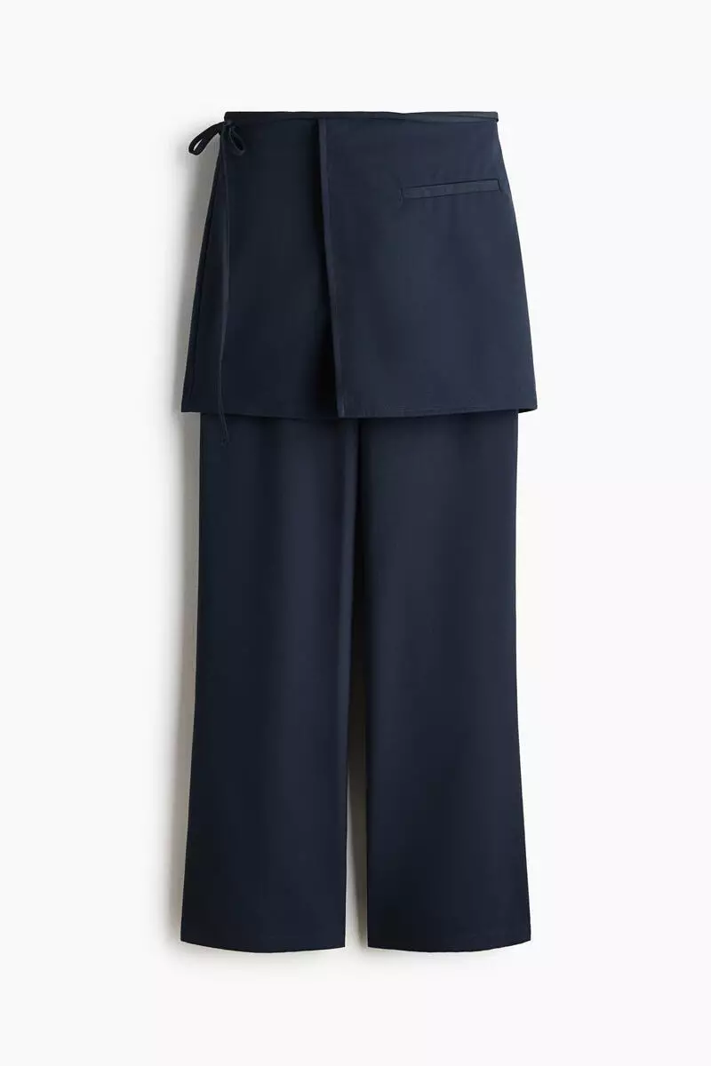 Skirt-layered trousers