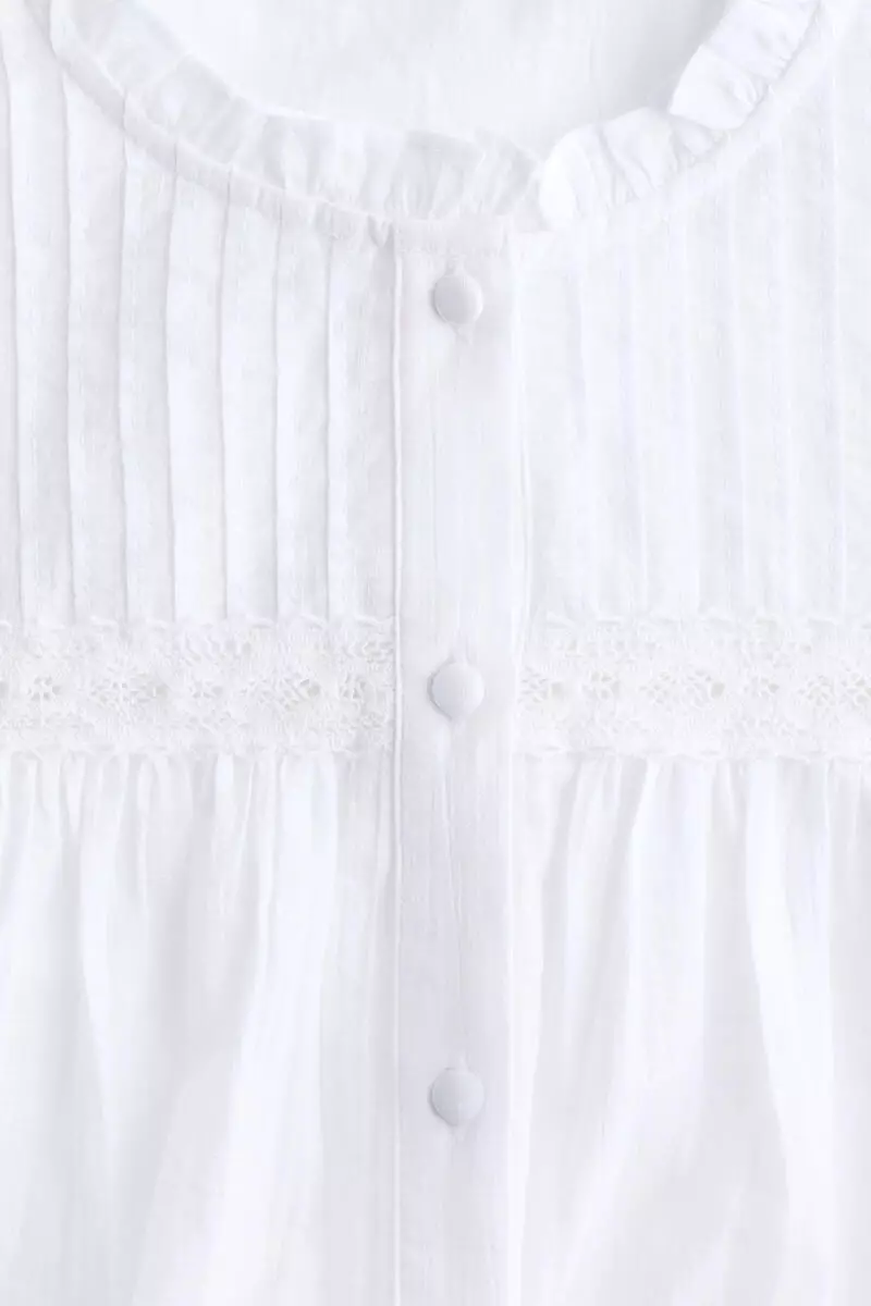 Pintucked cotton blouse