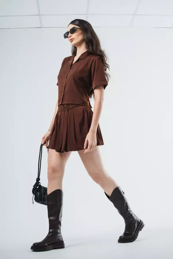 FACILITY - Rok Mini Pleats Jill - Dark Brown