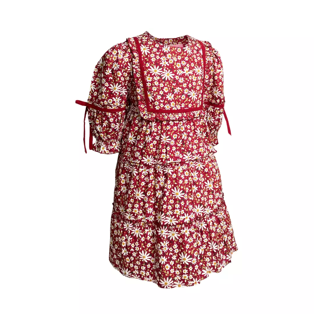 Pingu Long Dress Anak Perempuan Printing Flower Merah 91000629