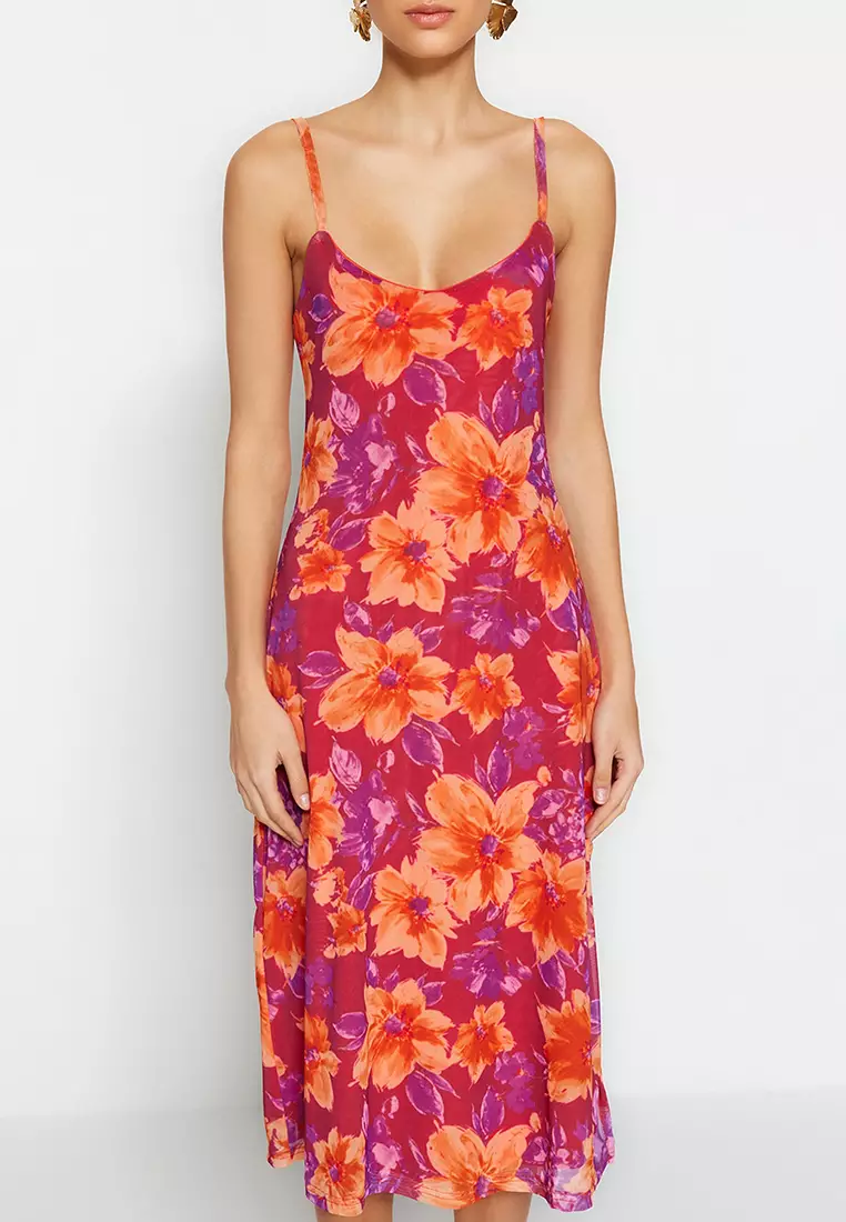 Jual Trendyol Floral Pattern Midi Dress Original 2024 ZALORA Indonesia