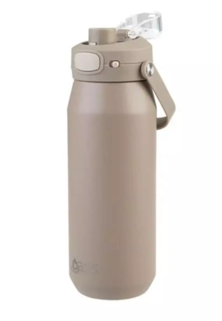 Oasis Ceramic Stainless Steel Triple Wall Capri Quick Release Drink Bottle 750ML - Latte