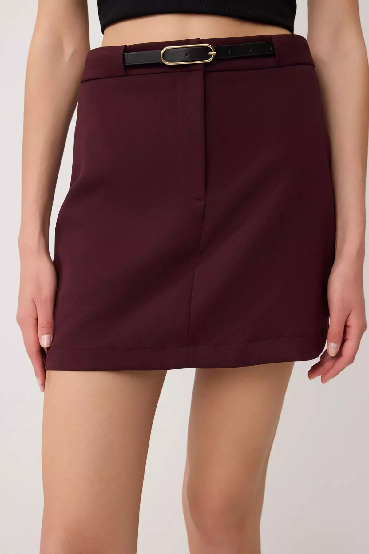 Plum Belted Skirt Look Mini Shorts & Bermuda Twoaw26Sr55
