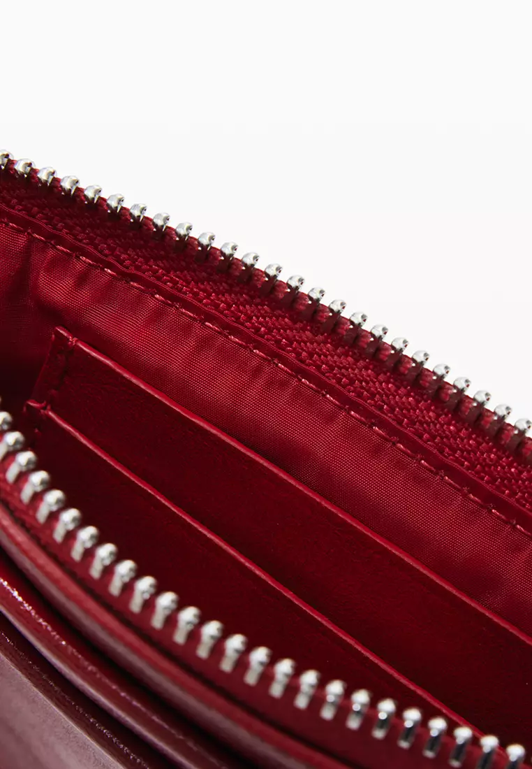 Small shiny leather-effect cardholder