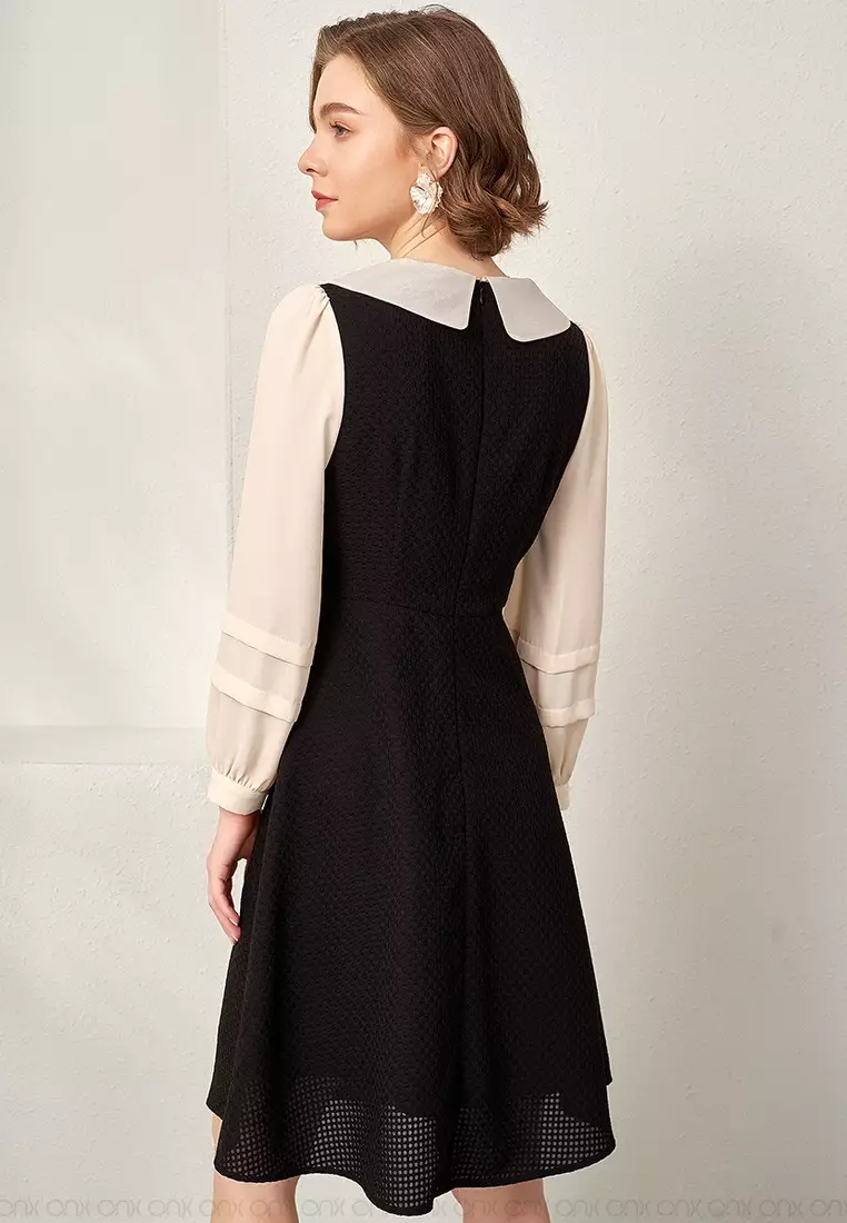 Collar dress long outlet sleeve