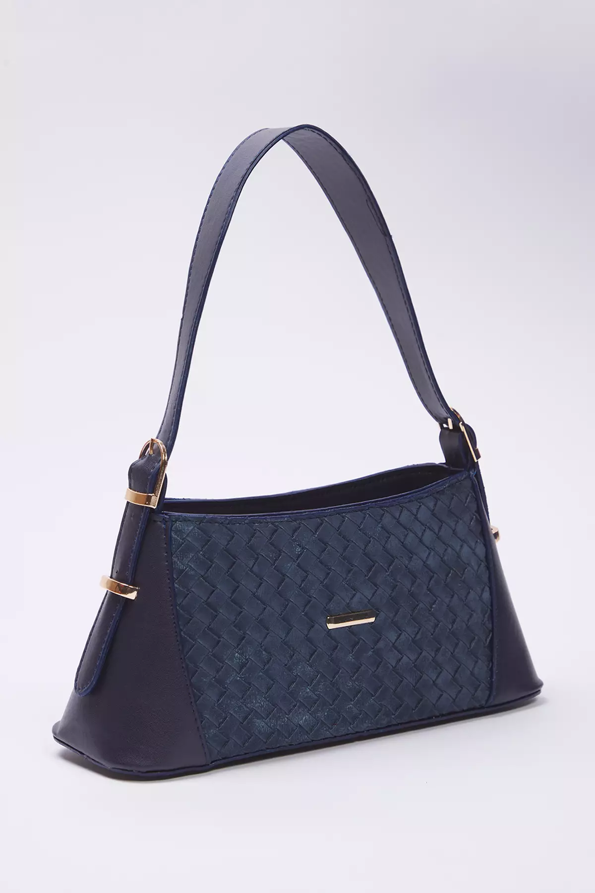 Navy Blue Textured Women City Shoulder Bag Takss25Oc00040