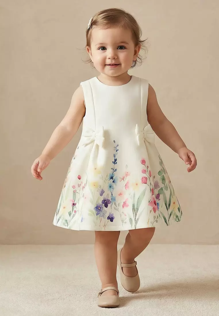 Babyshop Juniors Round Neck Sleeveless Dress With Floral Print