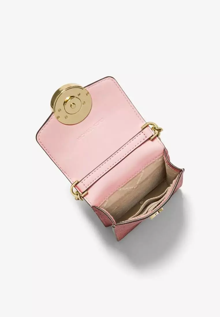 Michael Kors Carmen Small Logo Smartphone Crossbody Bag Dark Powder Blush