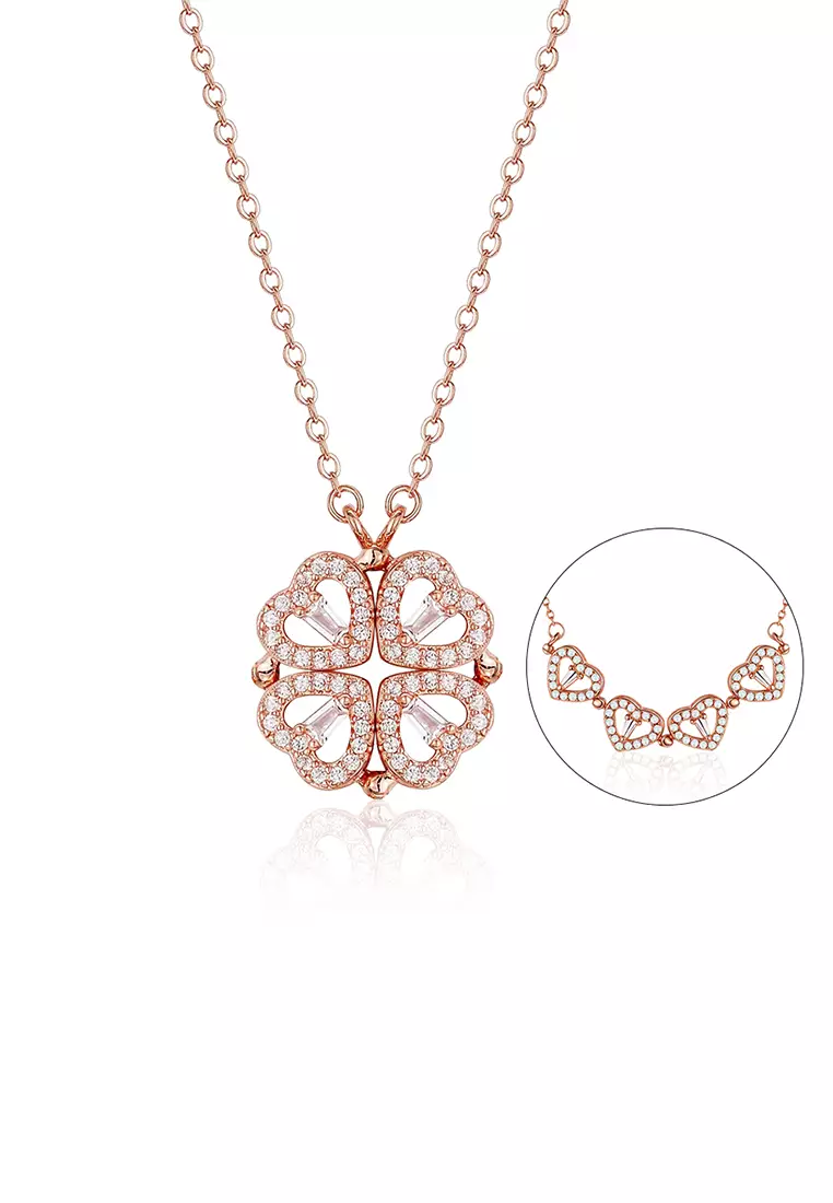 Kalung Wanita Berlian Korea Fashion Dual Wearing Method Kalung Cewek Original Titanium Rose