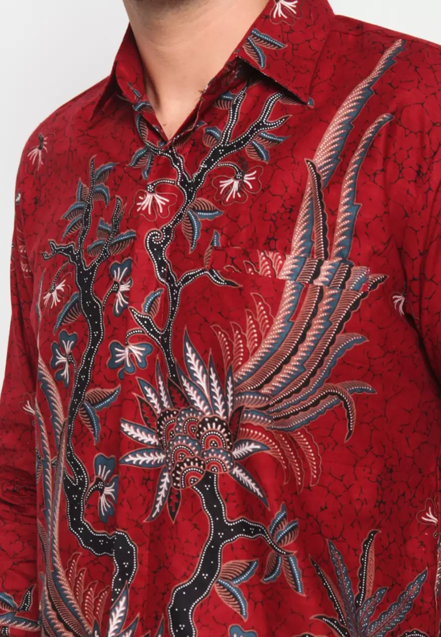 Kemeja Batik Pria Premium Slimfit Elegant Modern Lengan Panjang Jayadrata Maron