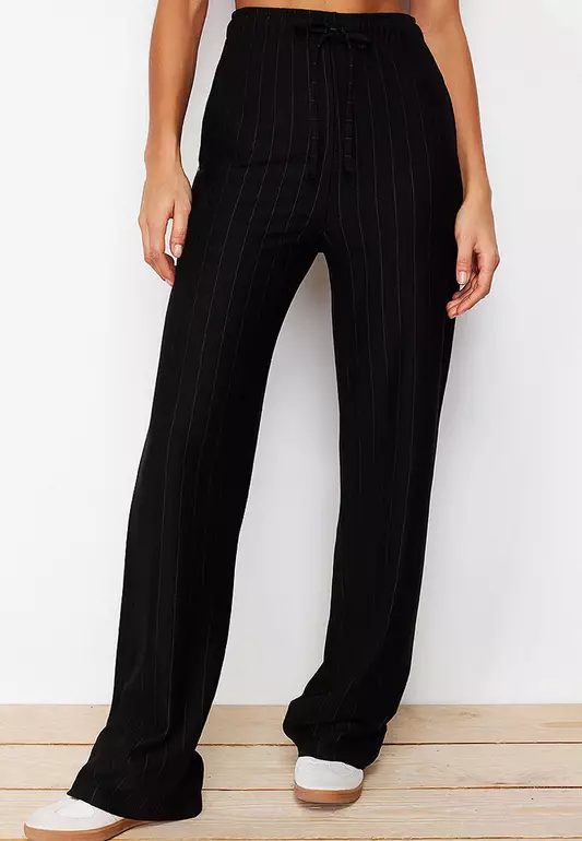 Elastic Waist Stripe Pants