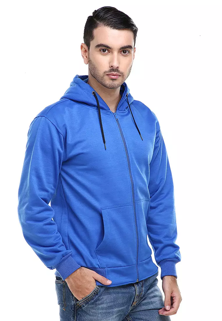 Clover Jaket Sweater Hoodie Polos Pria Casual Plain Jacket Material Fleece ORIGINAL - Blue