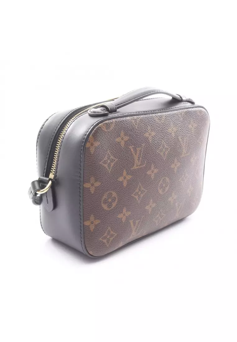 Pre-Loved Louis Vuitton Saintonge monogram Noir 2WAY Shoulder bag PVC leather Brown black