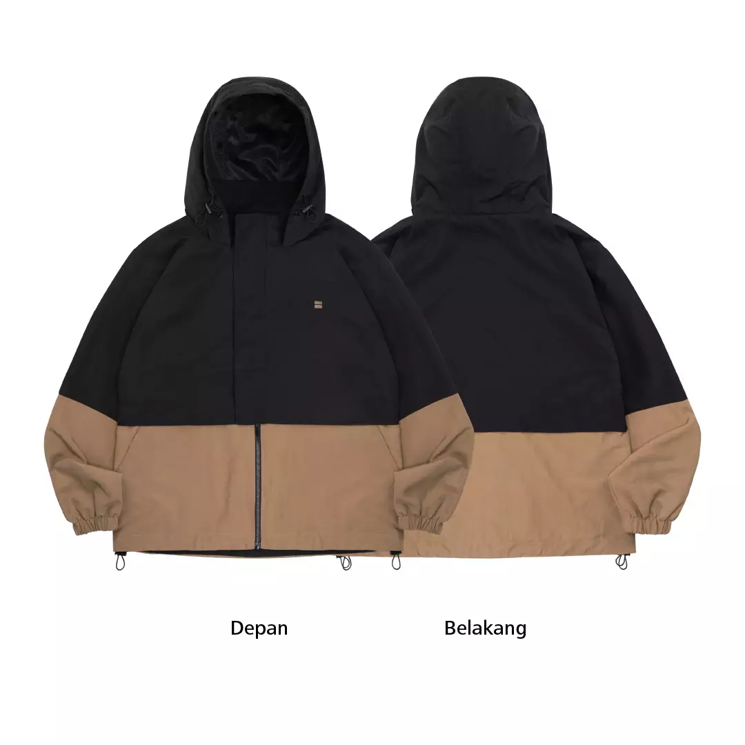 Tiverton Windbreaker Basic Jacket Hangout Pria Wanita Harian Jaket Ringan Multifungsi - Hitam