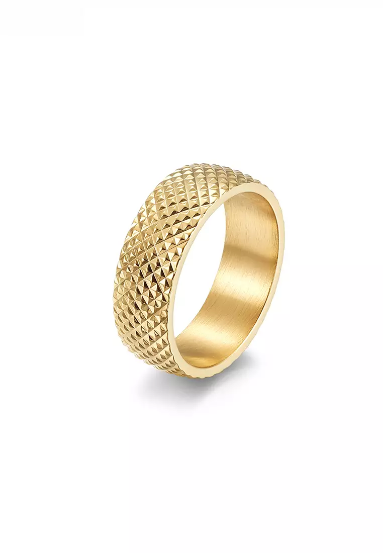 Buy HAPPY FRIDAYS 3D Rhombus Pattern Titanium Steel Ring JW QF