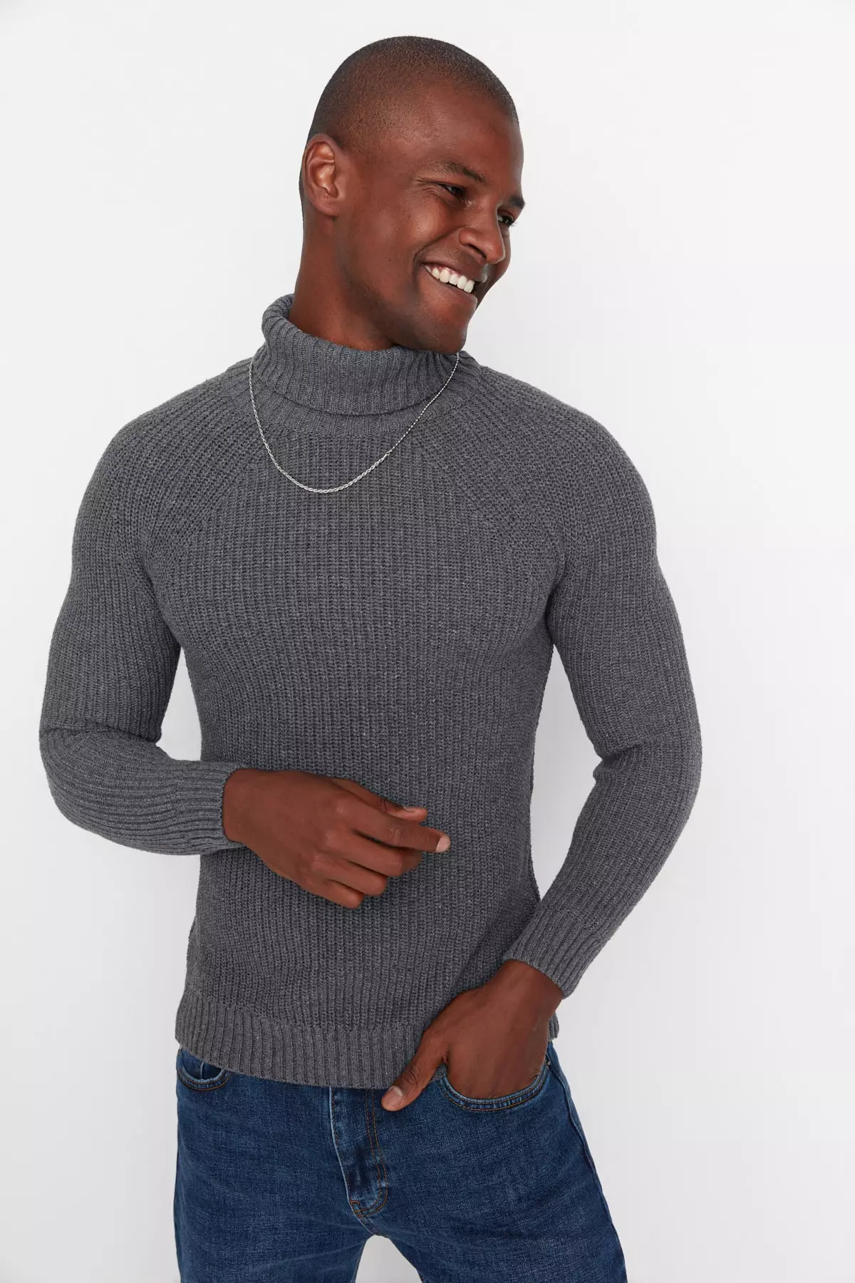 Mens grey 2025 roll neck