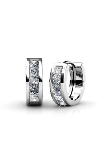 Her Jewellery silver Square Hoop Earrings (White Gold) - Made with premium grade crystals from Austria HE210AC16HIPSG_1