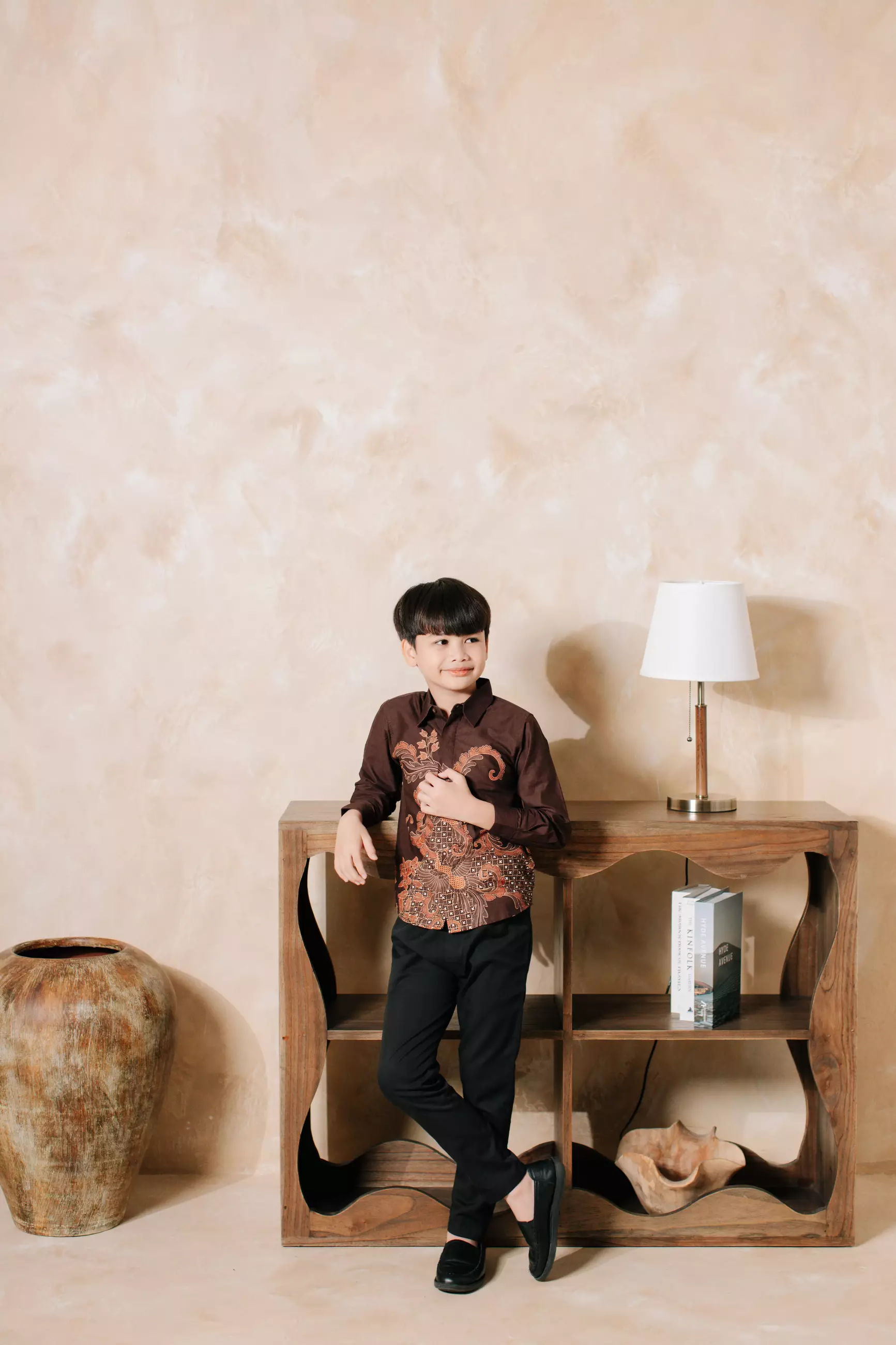 Kavindra Mahogany Brown Kemeja Batik Anak Pria Kemeja Batik Anak Cowok Katun