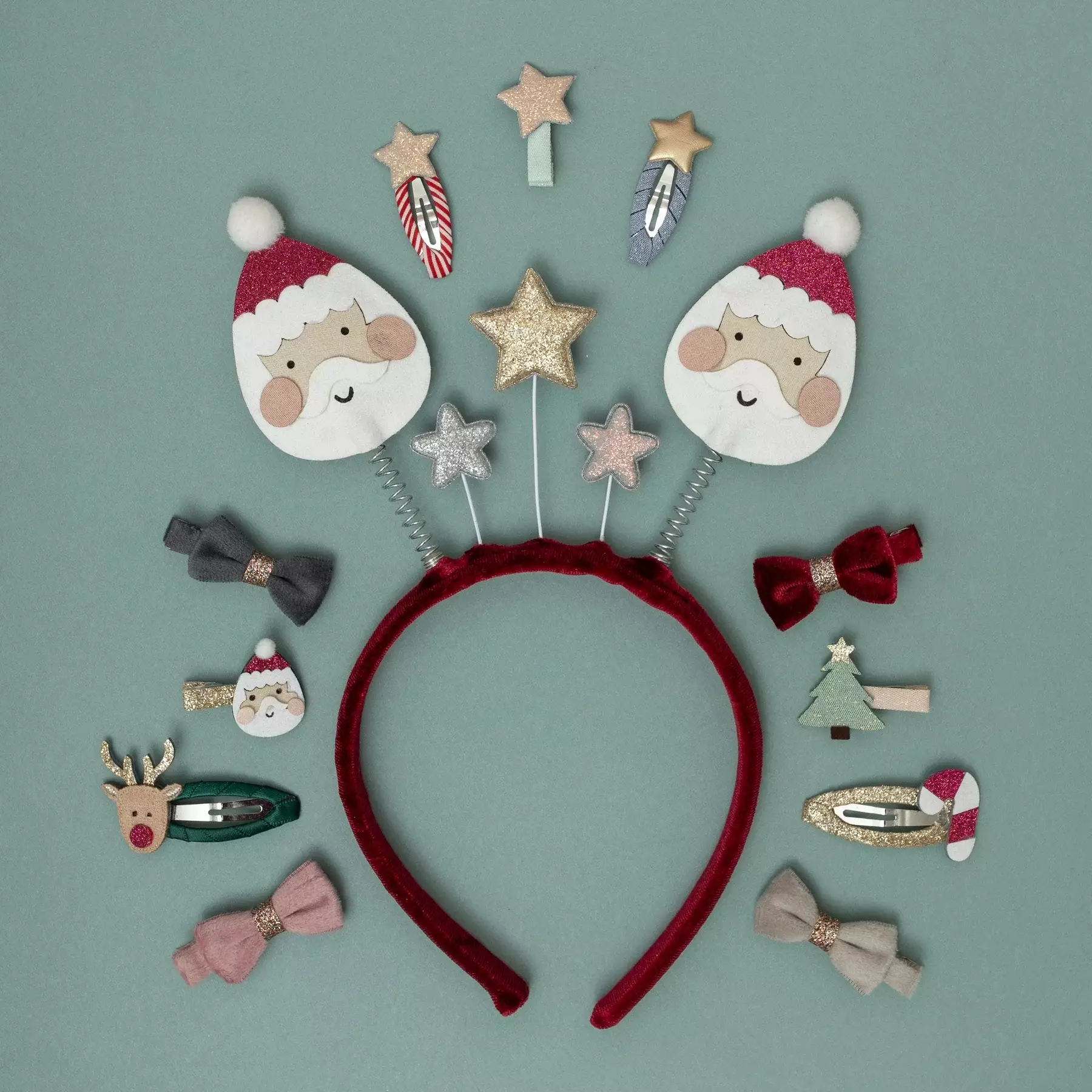Mimi & Lula Christmas Velvet Bow Clips - Jepitan Rambut Anak Perempuan (Multi)